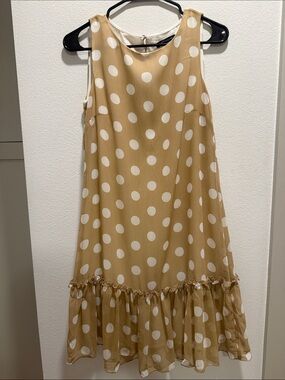 Tommy Hilfiger Polka Dot Shift Dress Neutral Ruffle Hem